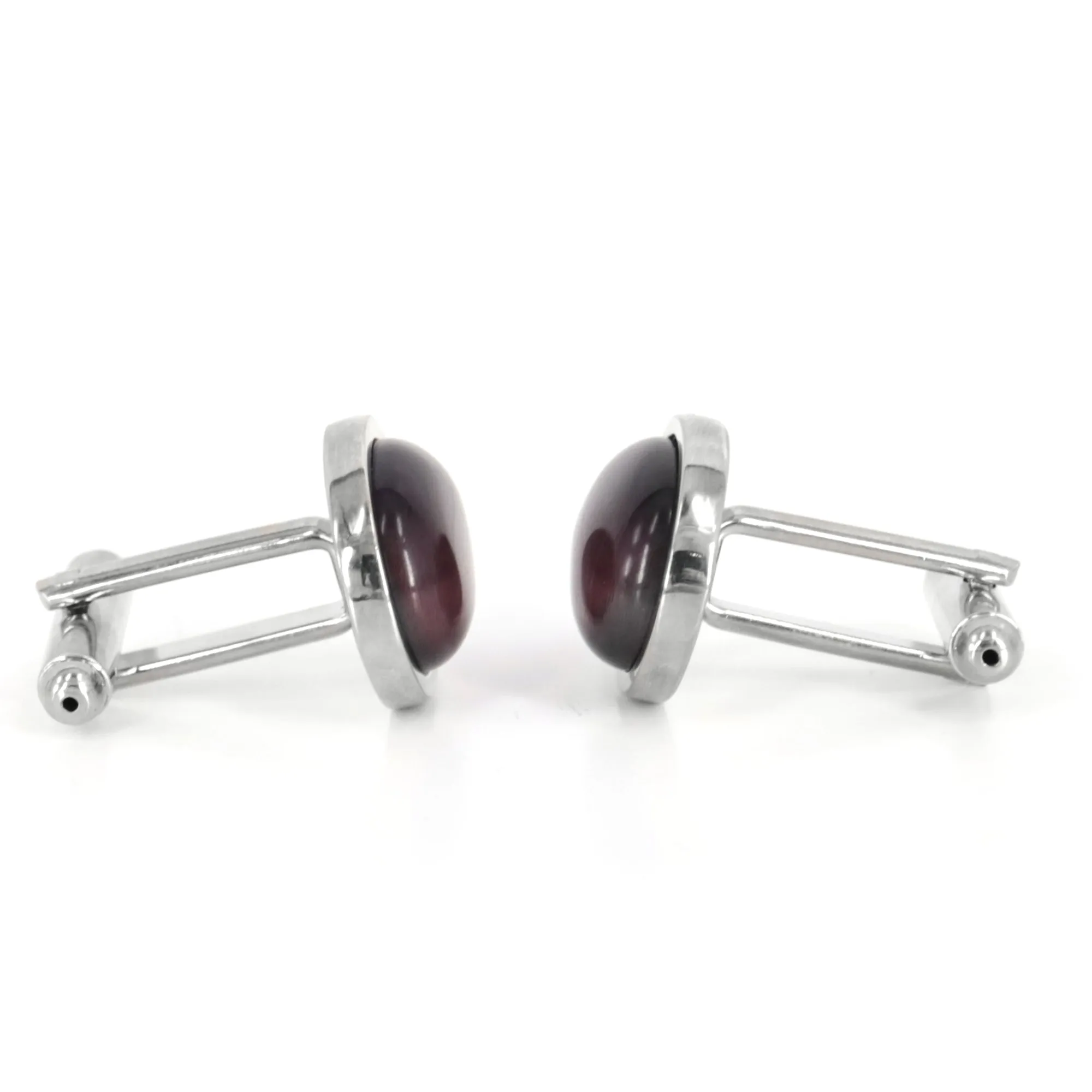 Oval EggPlant Purple fiber optic Cufflinks