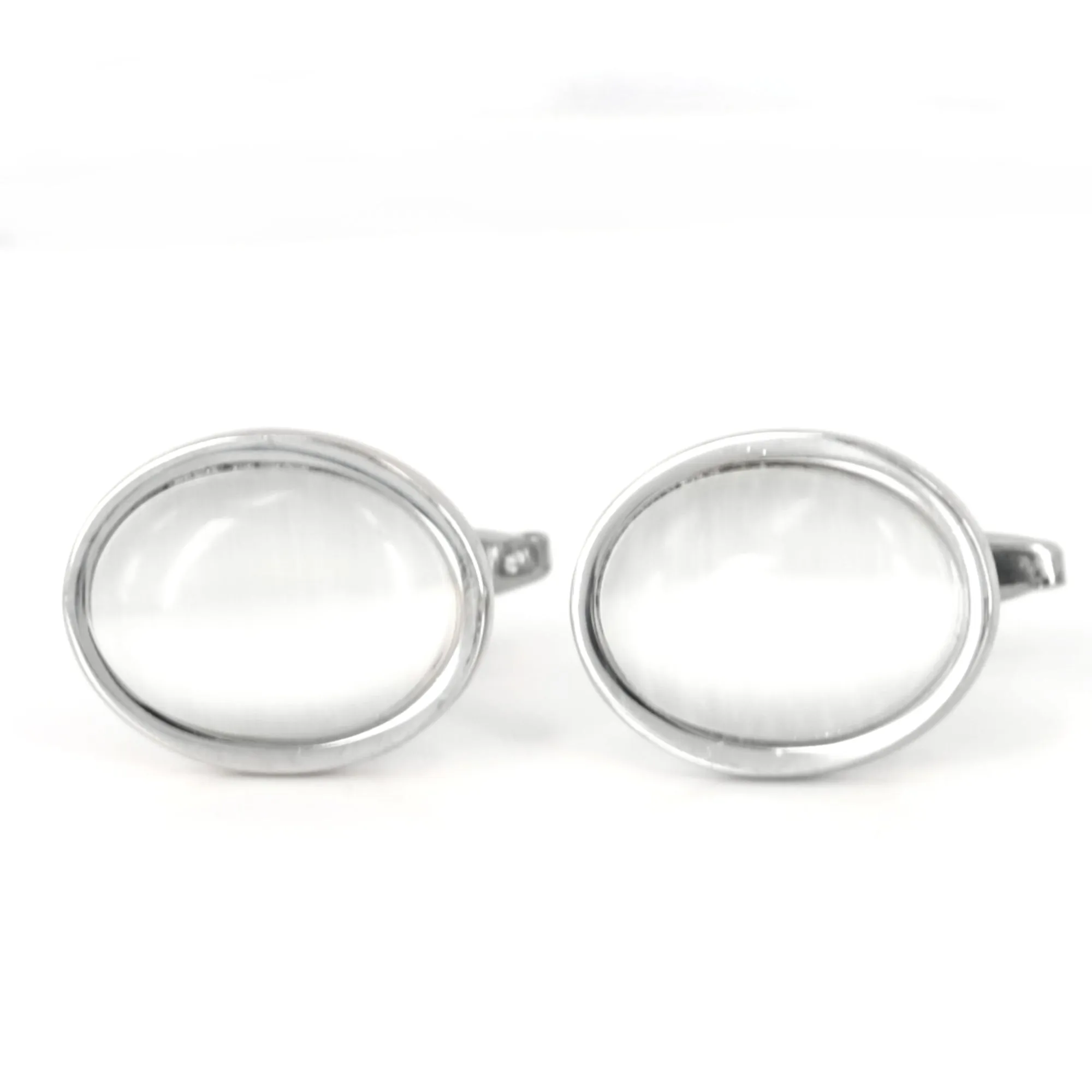 Oval White fiber optic Cufflinks (Online Exclusive)