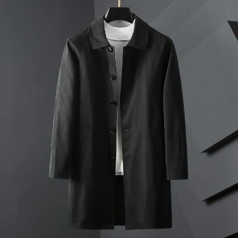 Oversized Retro Black Men Trench Coats Homme Casual Overcoat Elegant Coat Male Tunic Buttom Windbreaker Clothes Jacket For Men