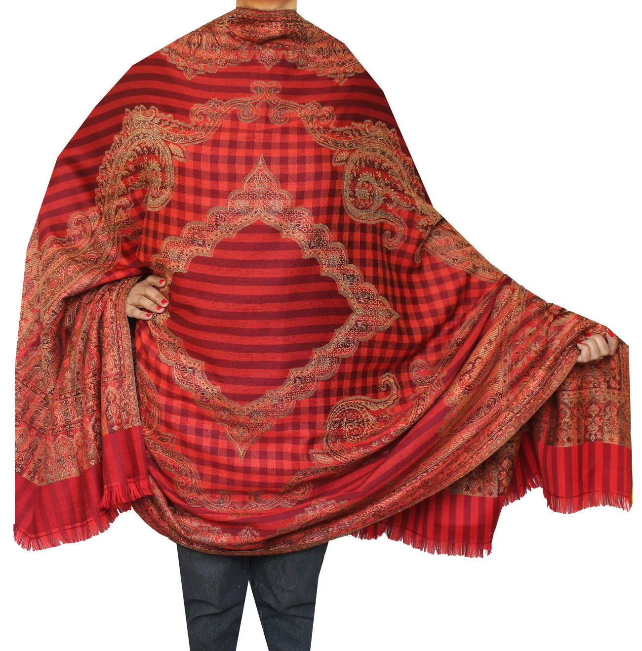 Paisley Indian Scarves Wraps Womens Wool Shawl (82 x 42 inches)