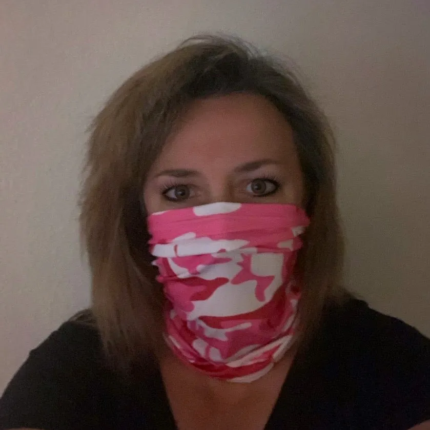 Pink Camo Neck Scarf / Face Mask