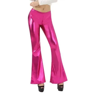 Pink Metallic Flared Leggings