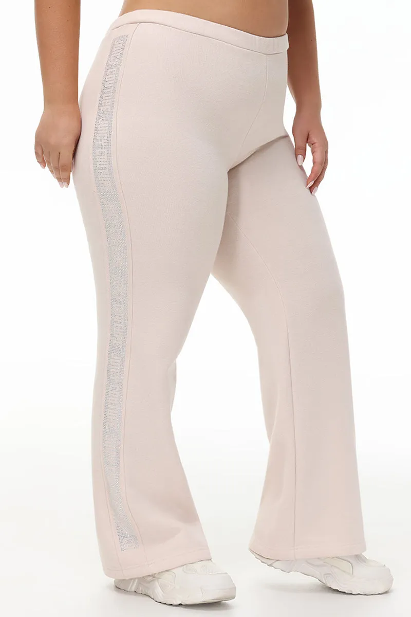 Plus-Size Wide Leg Fleece Pant With Side Bling