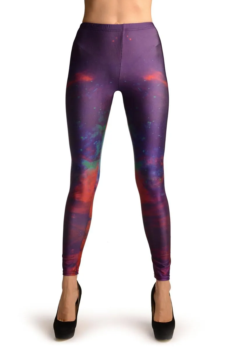 Purple Galaxy Space Leggings