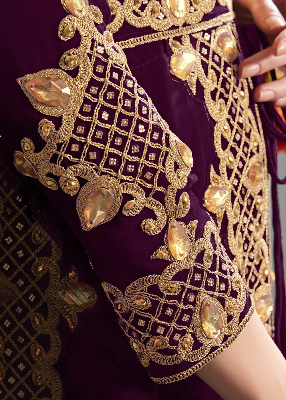 Purple Pant Style Jacket Georgette Anarkali Suit