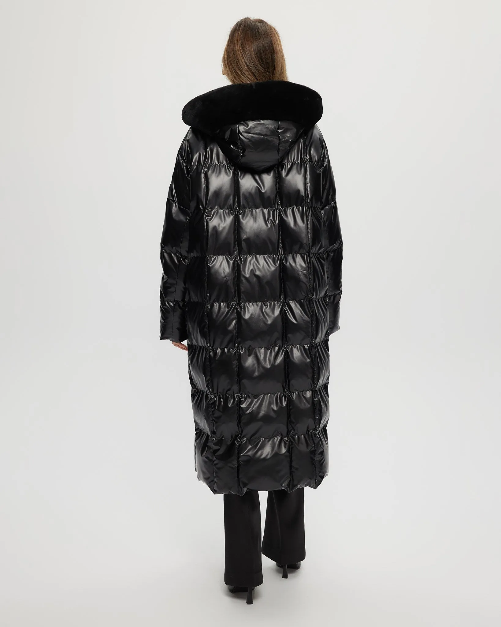 QUILTED PARKA WITH SHEARLING LAMB HOOD TRIM