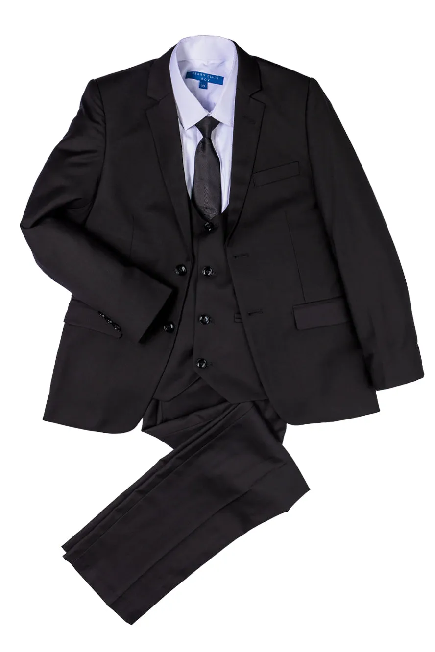 "Noah" Perry Ellis Kids Black Suit (5-Piece Set)