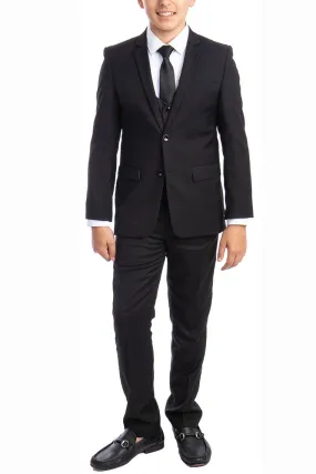 "Noah" Perry Ellis Kids Black Suit (5-Piece Set)