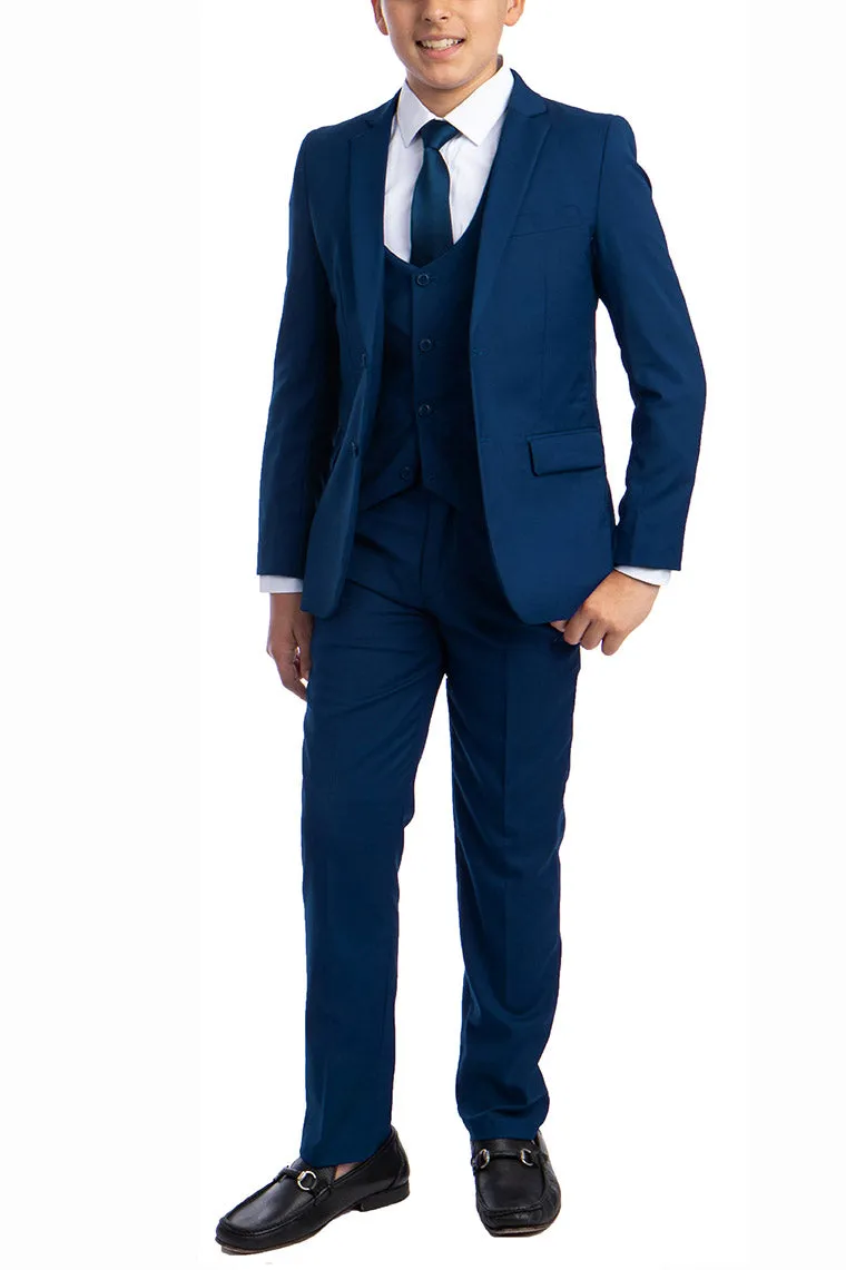 "Noah" Perry Ellis Kids Indigo Blue Suit (5-Piece Set)