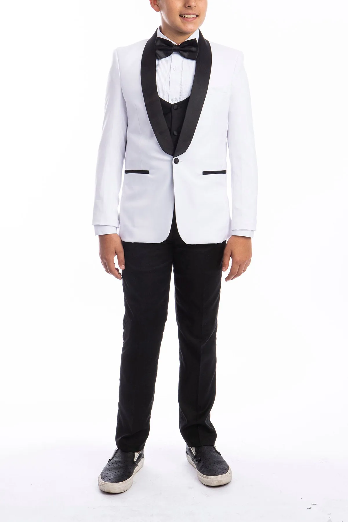 "Trent" Perry Ellis Kids White Tuxedo (5-Piece Set)