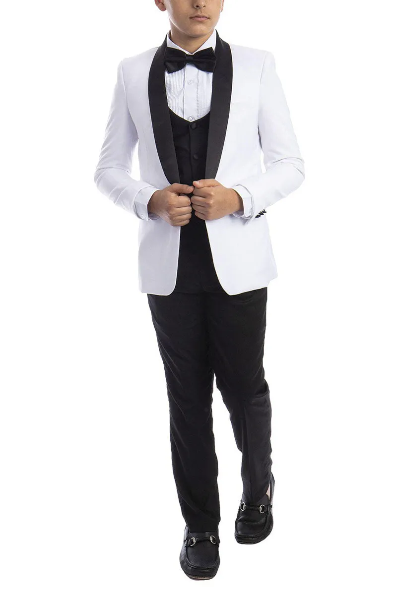 "Trent" Perry Ellis Kids White Tuxedo (5-Piece Set)