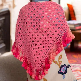 Red Heart Crochet Fringed V-Stitch Shawl