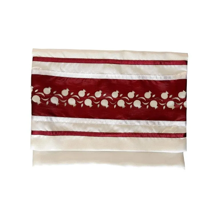 Red Pomegranates Bar Mitzvah Tallit Set, Hebrew Prayer Shawl, Wool Tallit, Jewish Prayer Shawl