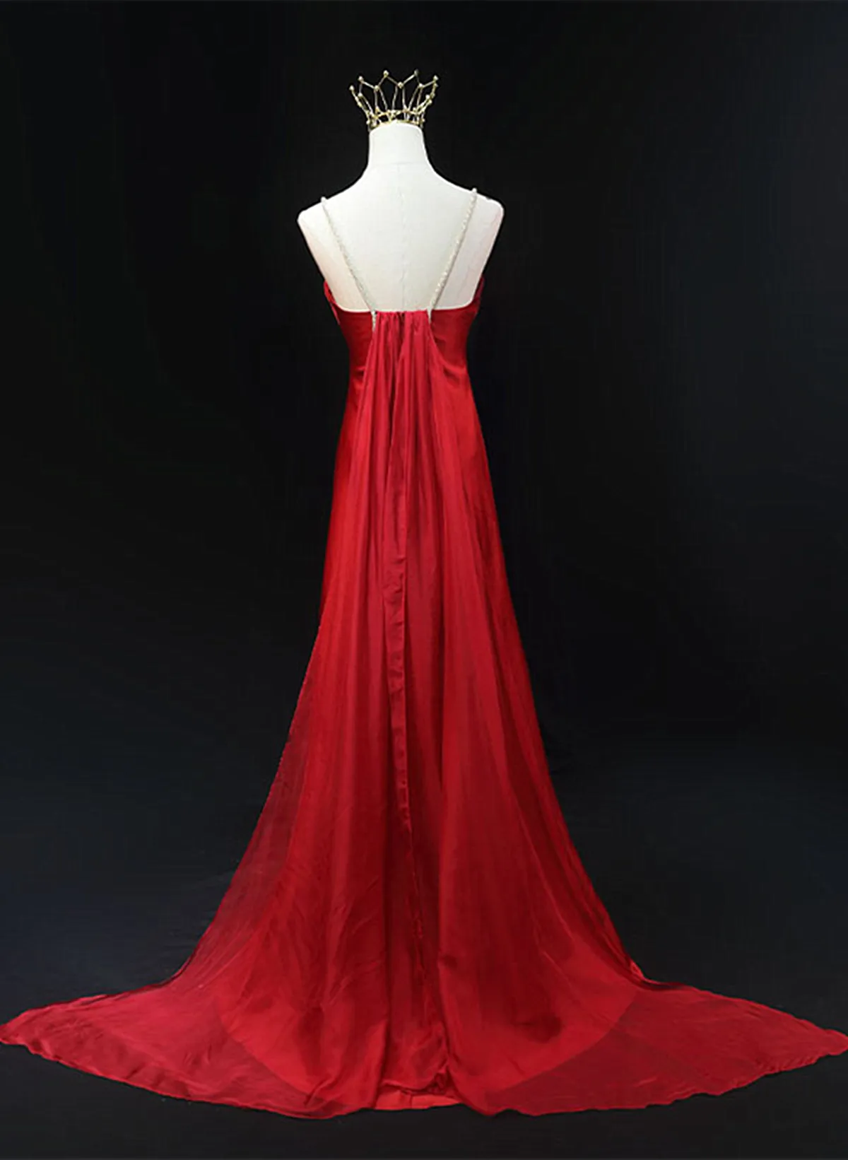 Red Soft Satin Long Party Dress Evening Dress, Red A-line Formal Dress