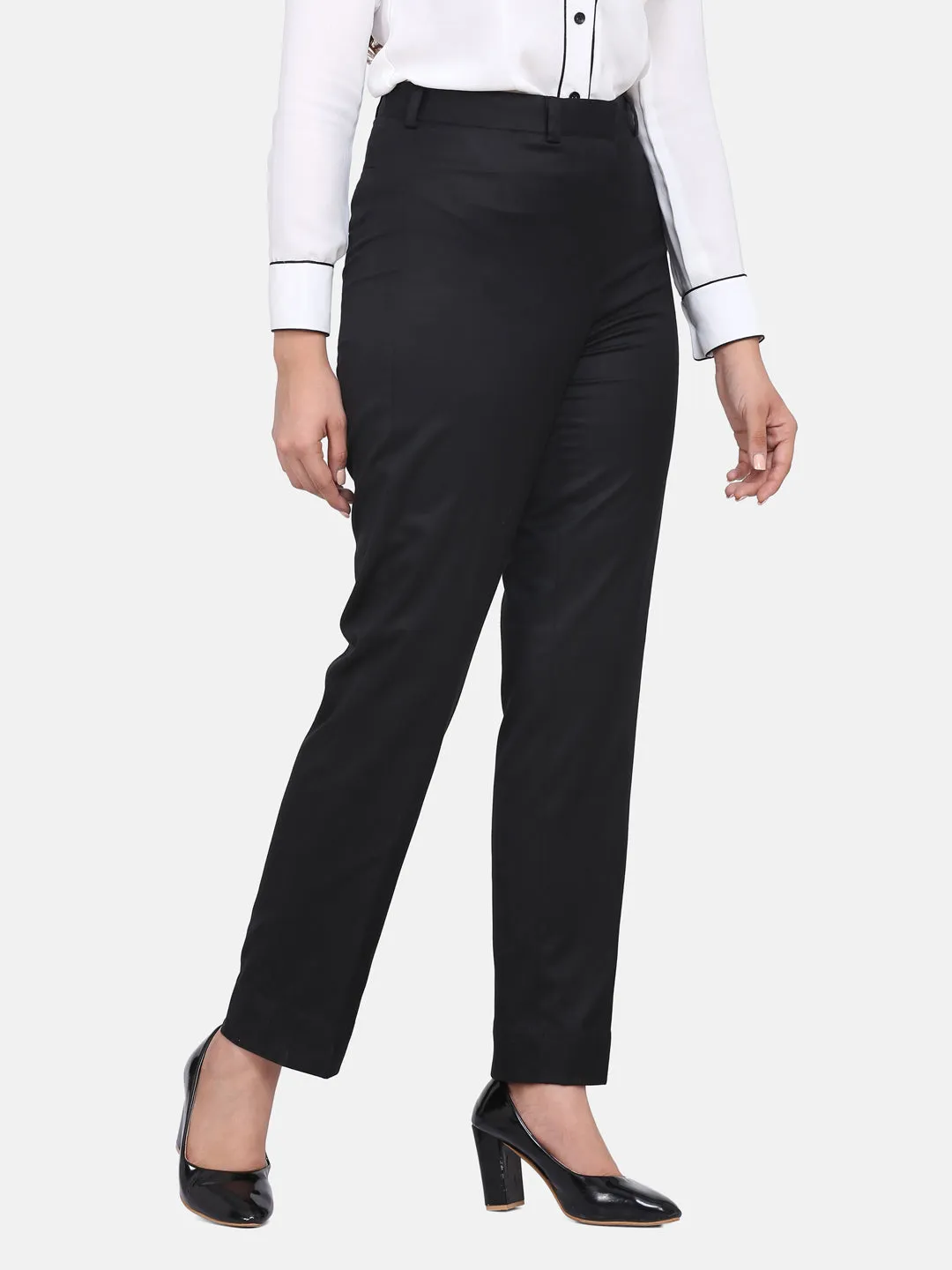 Regular fit Cotton Formal Trouser - Black