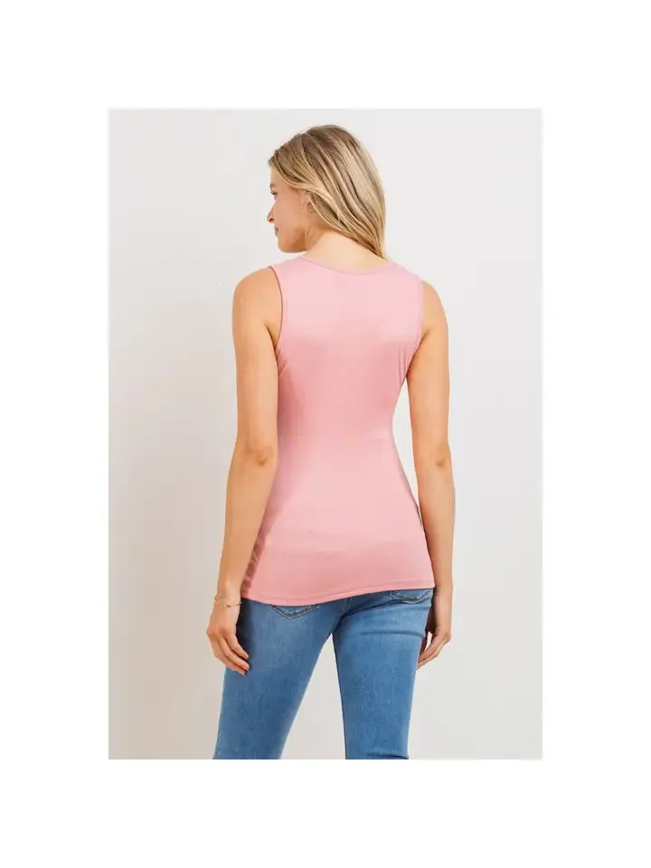 Ruched Wrap Maternity Nursing Jersey Tank Top