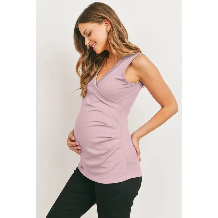 Ruched Wrap Maternity Nursing Jersey Tank Top