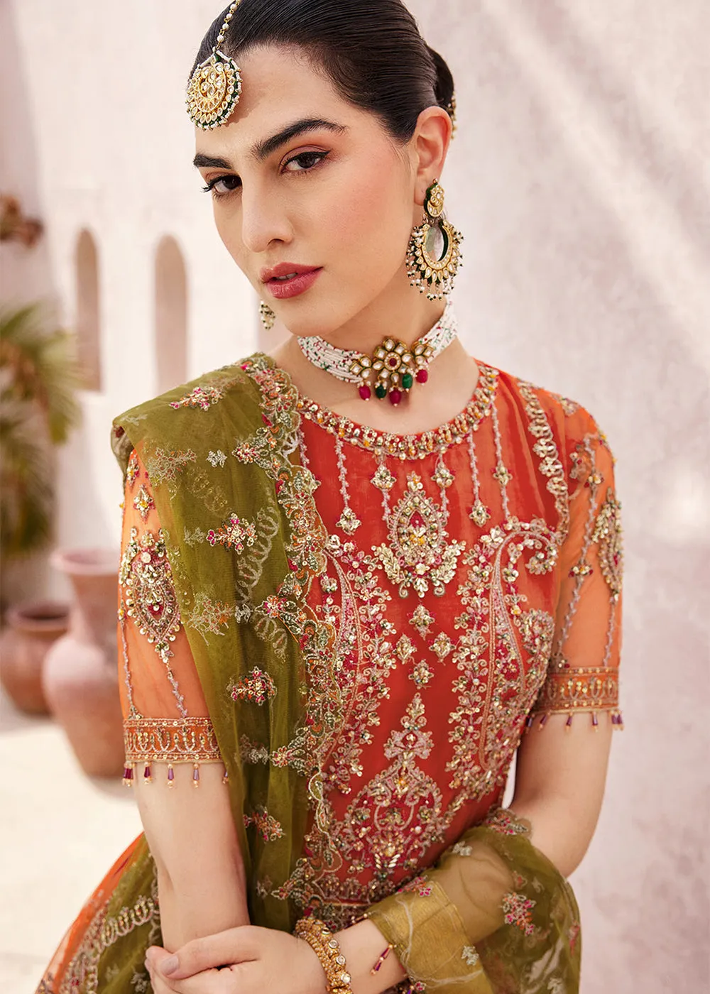 Rust Maxi Dress | Emaan Adeel | Mirha Wedding Edition '23 | MH-208