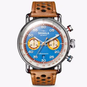 Shinola "The Canfield Speedway" 44mm Automatic Chronograph Watch With Horizon Blue Dial in Stainless Steel