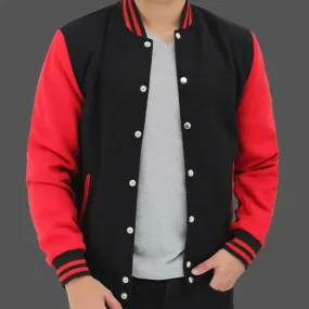 Shop Best Mens Baseball Style Red and Black Varsity Jacket For Sales With Free Shipping