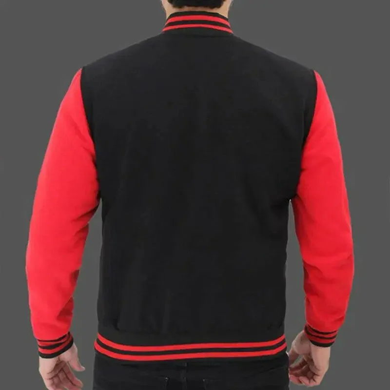 Shop Best Mens Baseball Style Red and Black Varsity Jacket For Sales With Free Shipping