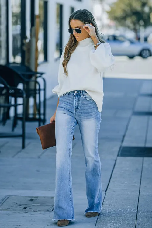 Straight Up Medium Wide-Leg Wash Skinny Jeans