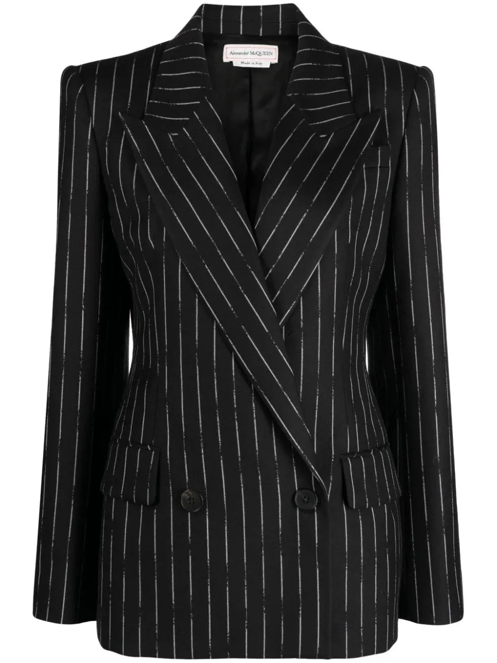 striped double-breasted blazer