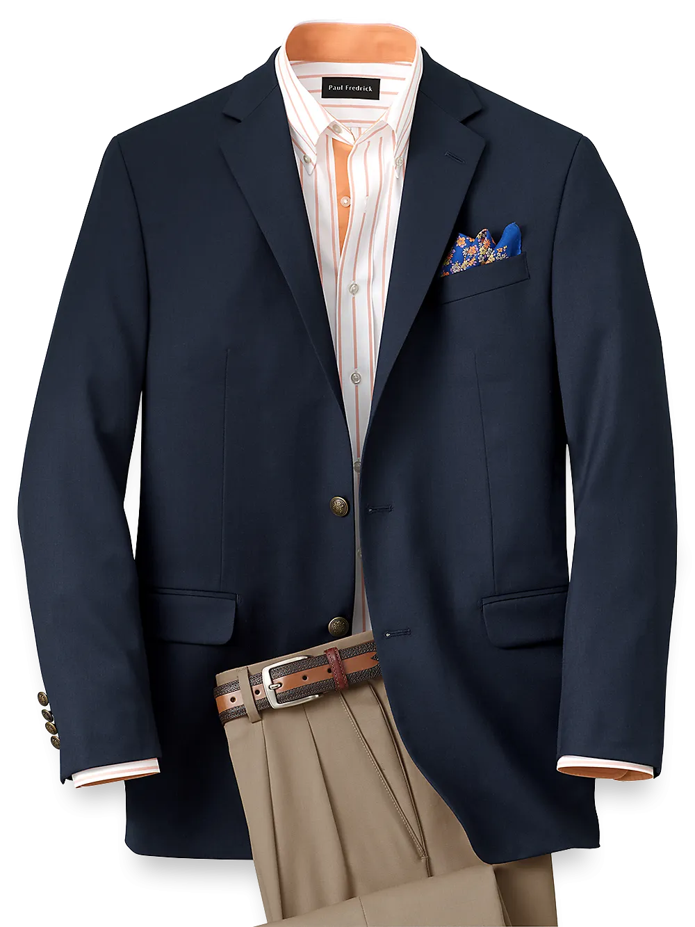 Tailored Fit Wool Travel Blazer - Navy