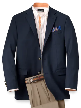 Tailored Fit Wool Travel Blazer - Navy