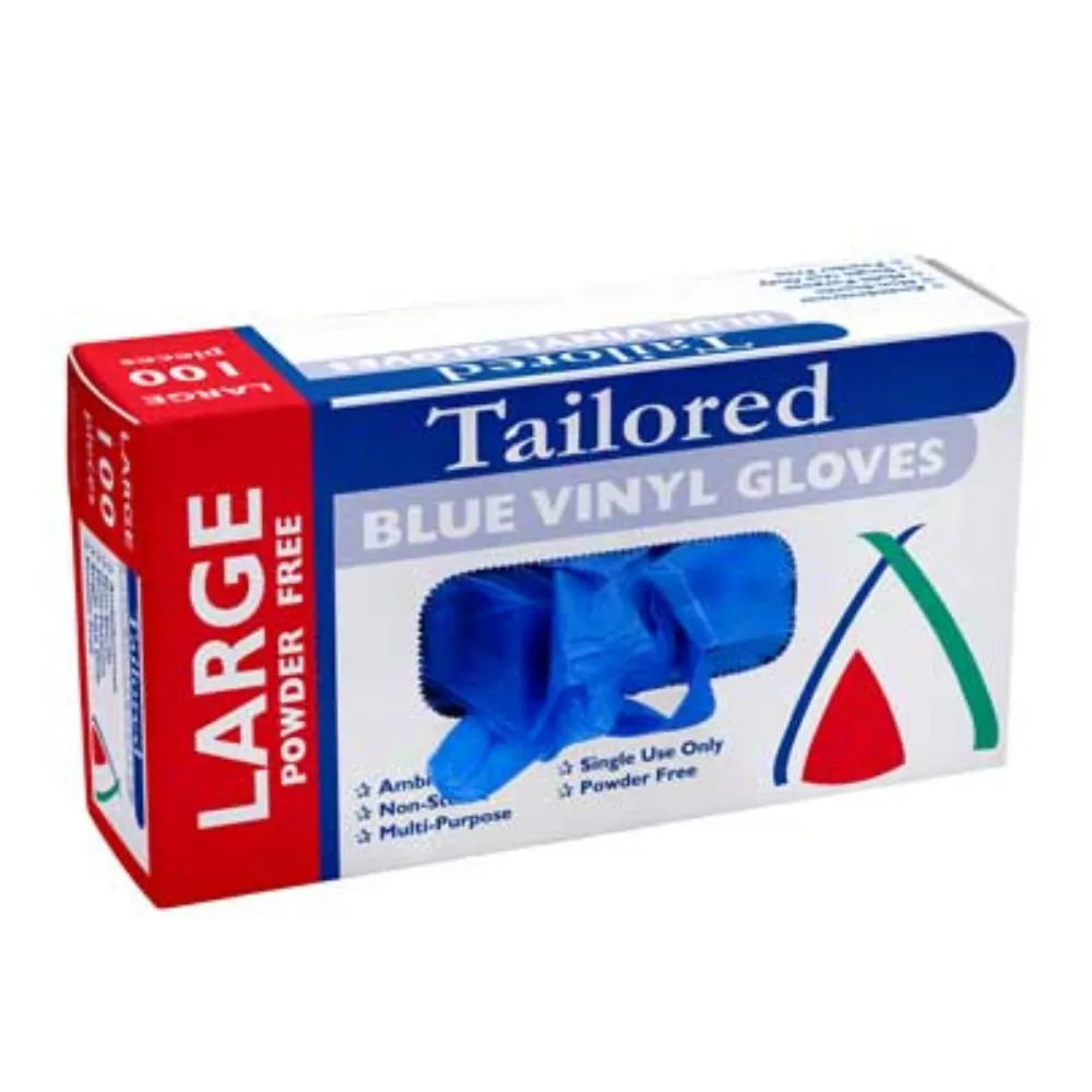 Tailored Powder Free Vinyl Gloves Blue Large