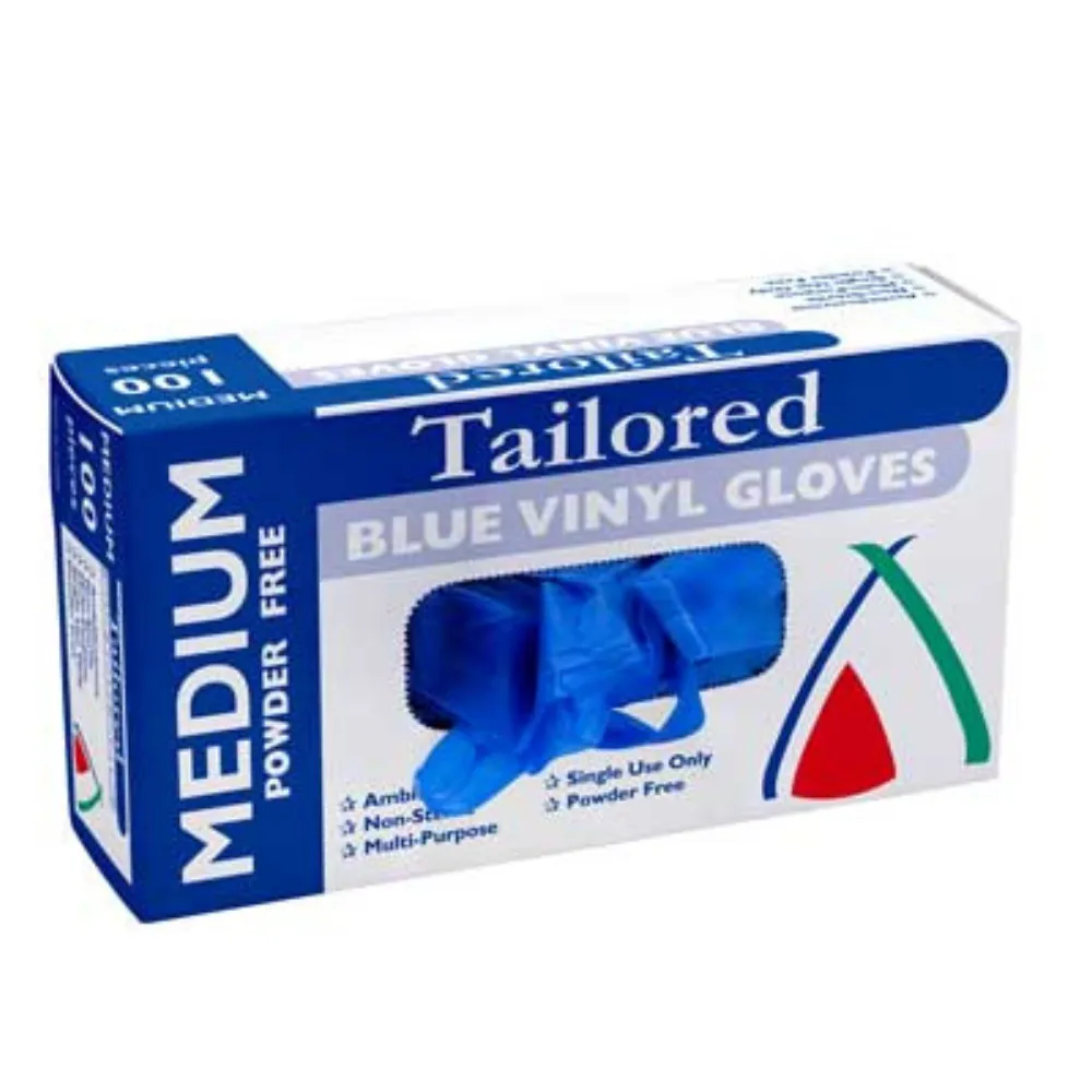 Tailored Powder Free Vinyl Gloves Blue Medium