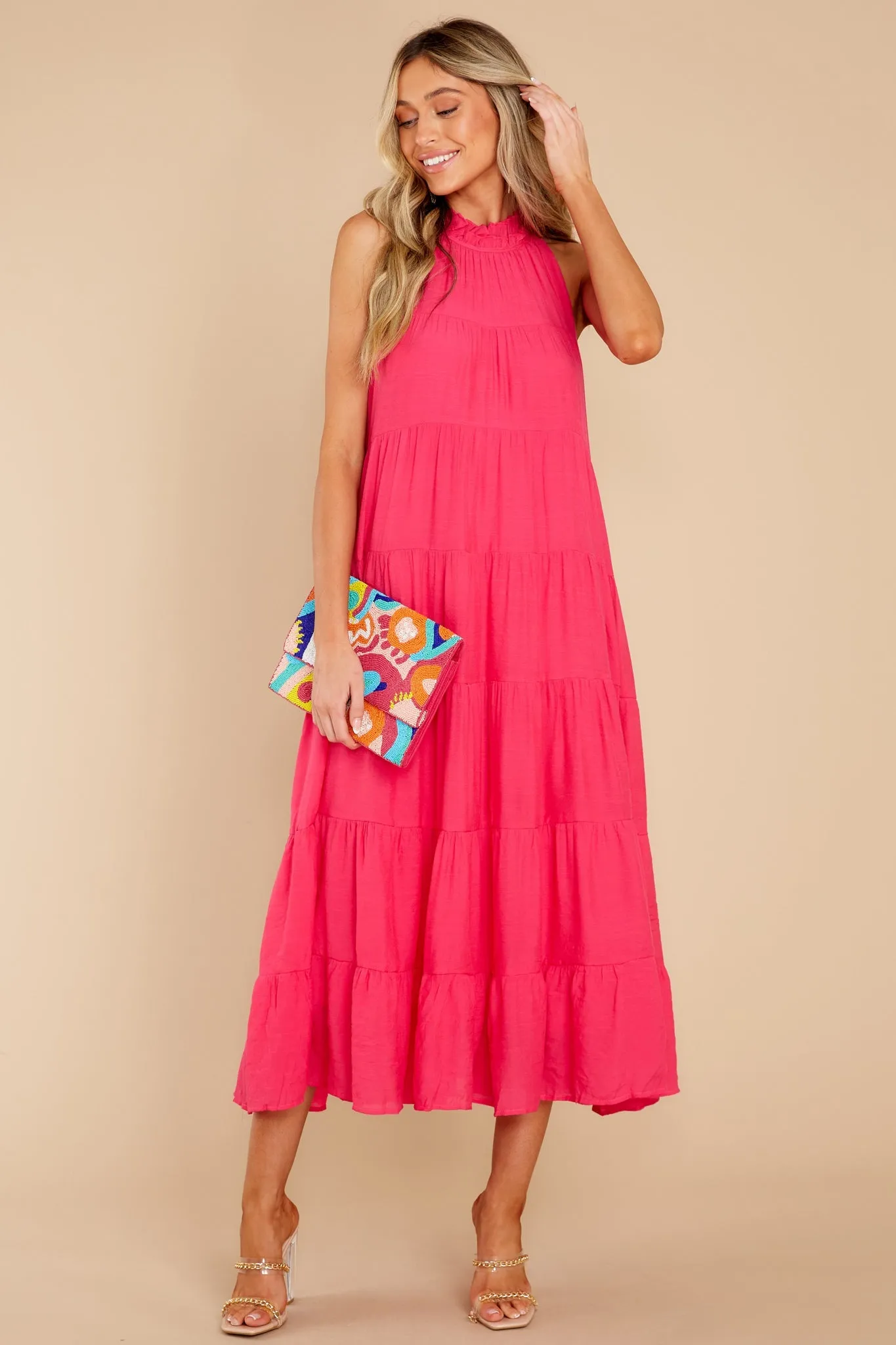 Take Me Dancing Hot Pink Maxi Dress