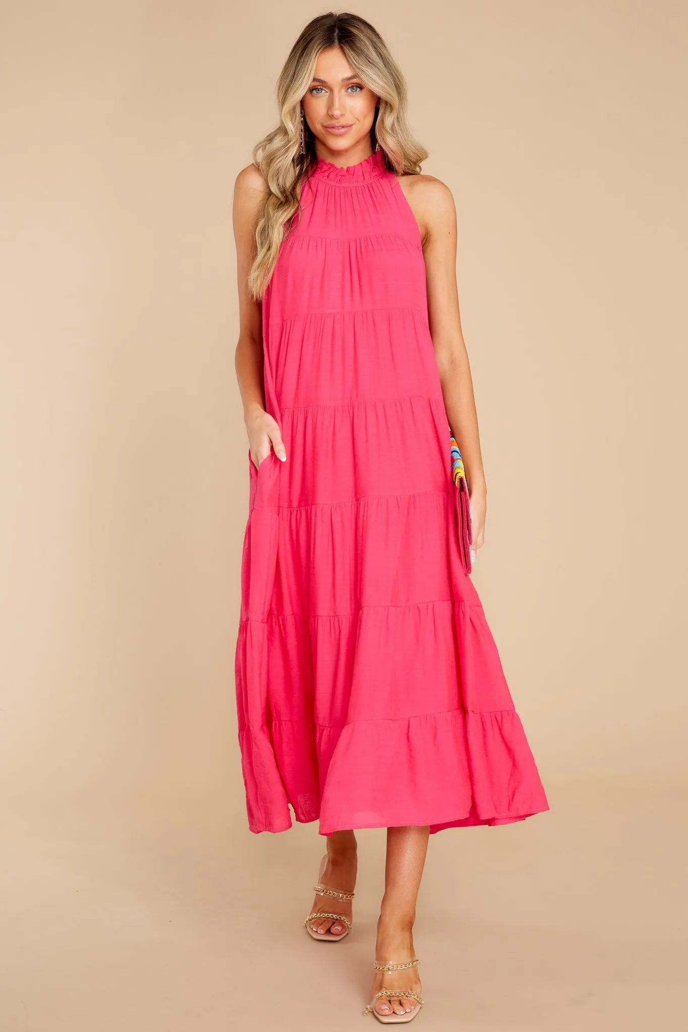 Take Me Dancing Hot Pink Maxi Dress