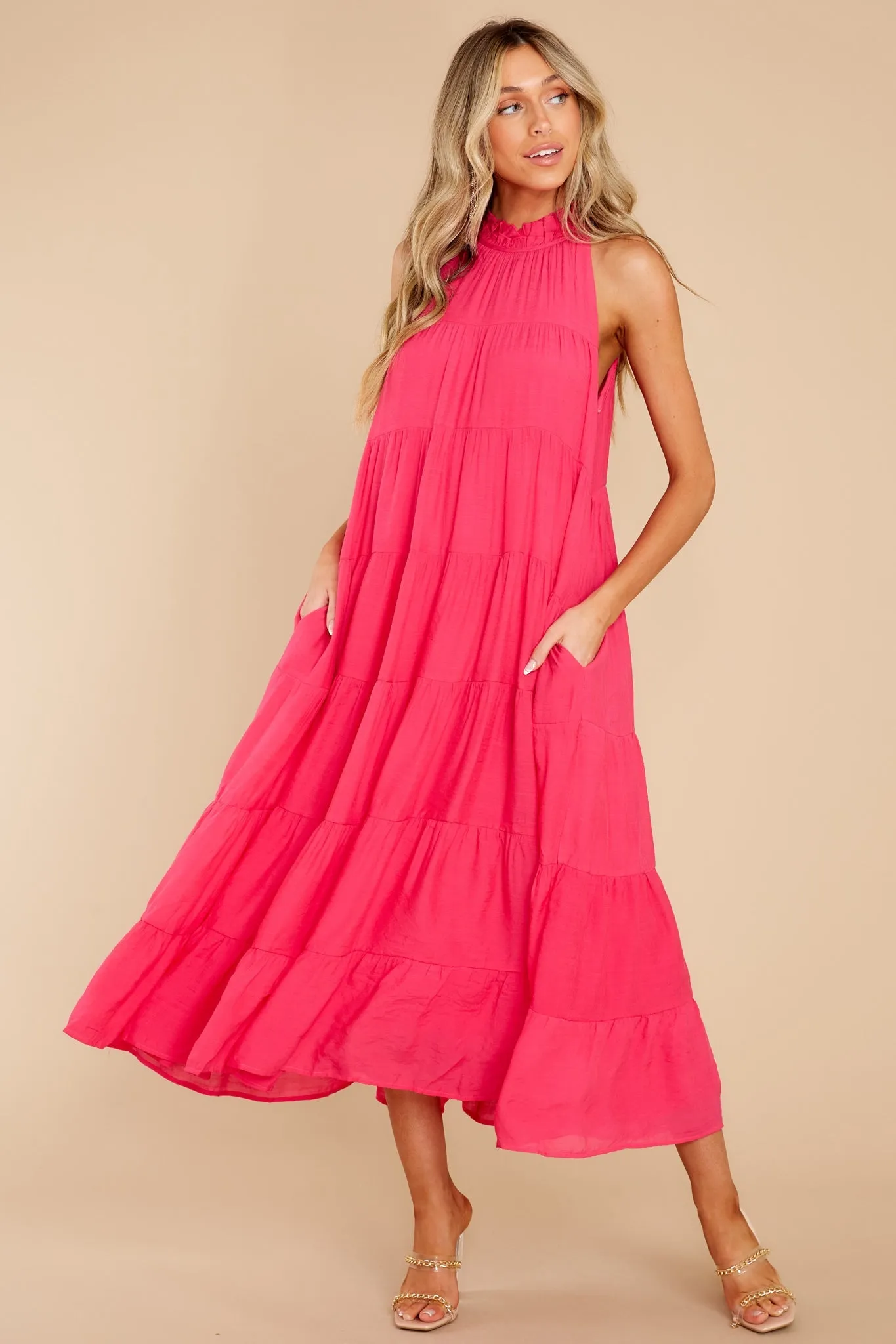 Take Me Dancing Hot Pink Maxi Dress