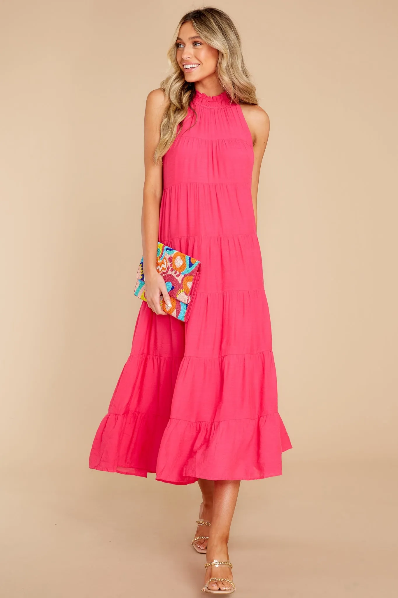 Take Me Dancing Hot Pink Maxi Dress