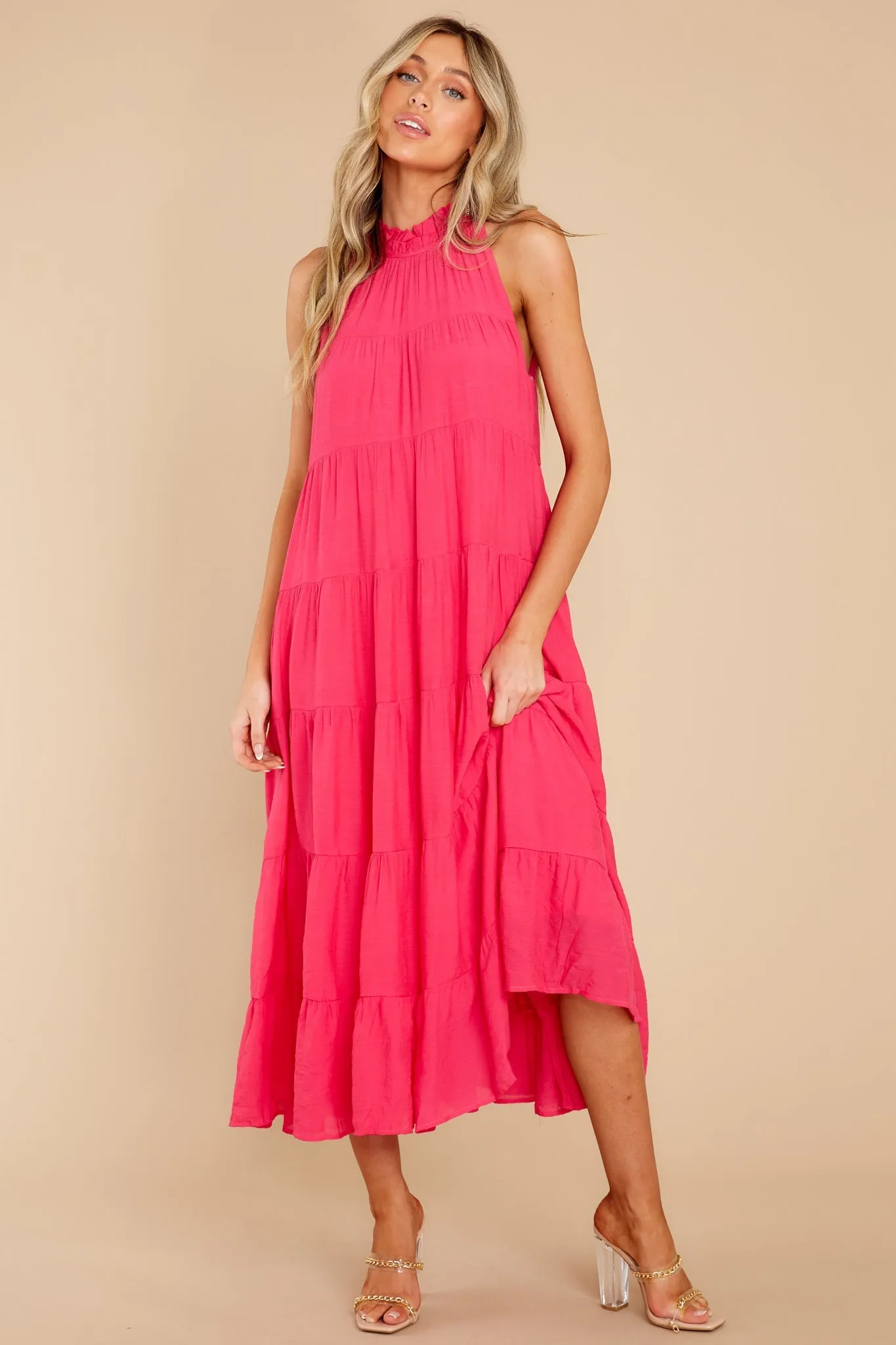 Take Me Dancing Hot Pink Maxi Dress