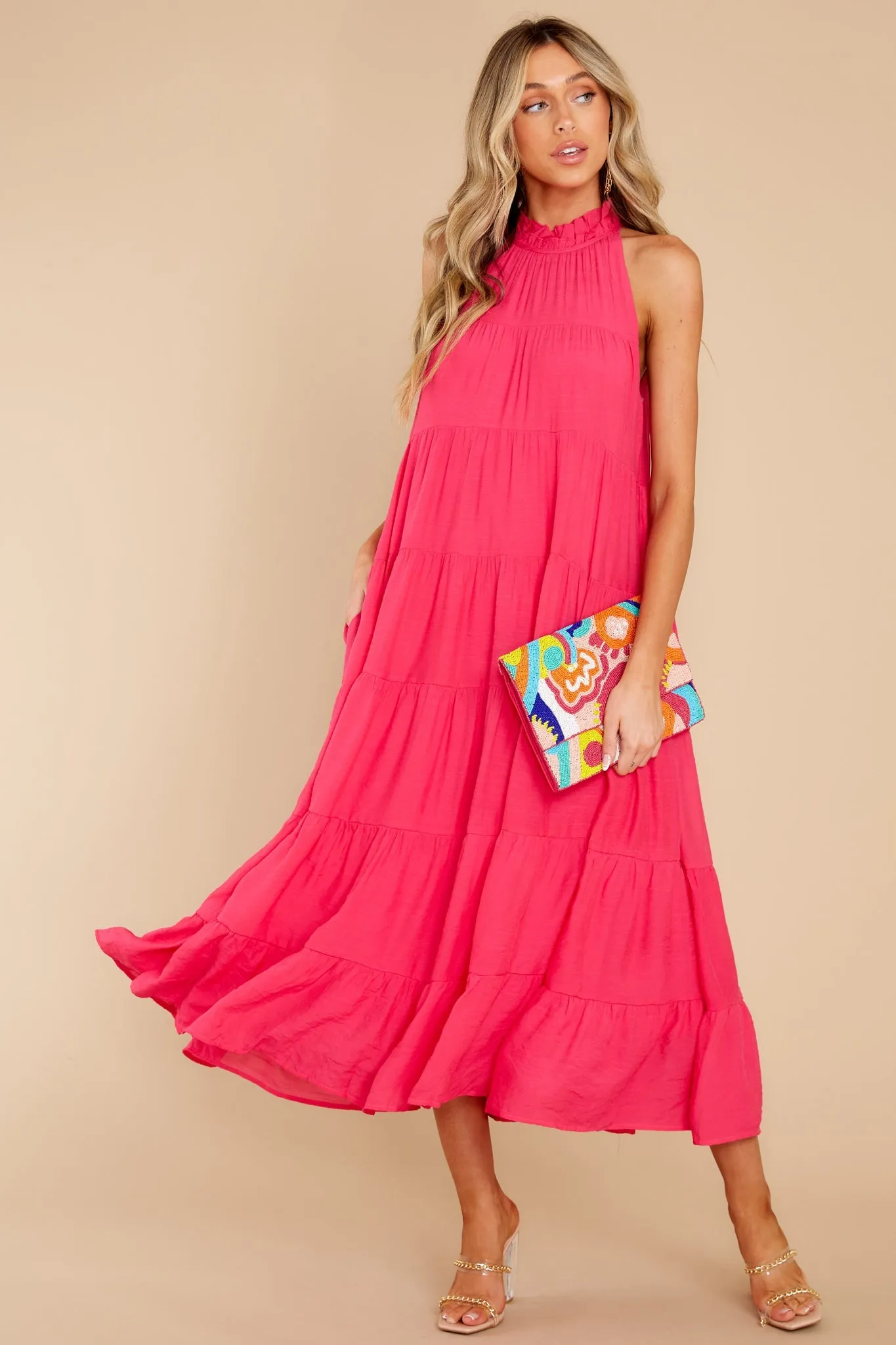 Take Me Dancing Hot Pink Maxi Dress