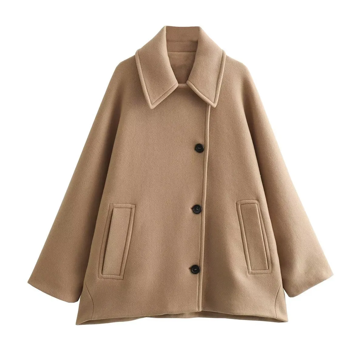 TAVIMART  -  fall fashion trends Autumn and Winter New Loose Overcoat Coat Single-Breasted Mid-Length Top