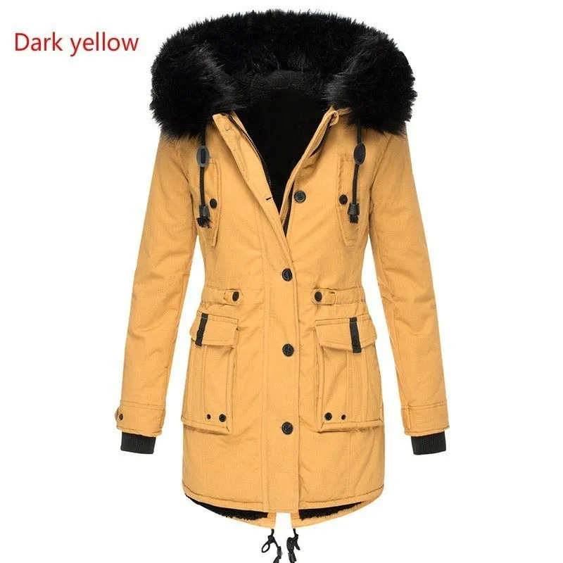 Thickened women's cotton jacket, women's cotton jacket, winter coat, parka jacket, fur collar jacket, winter coat