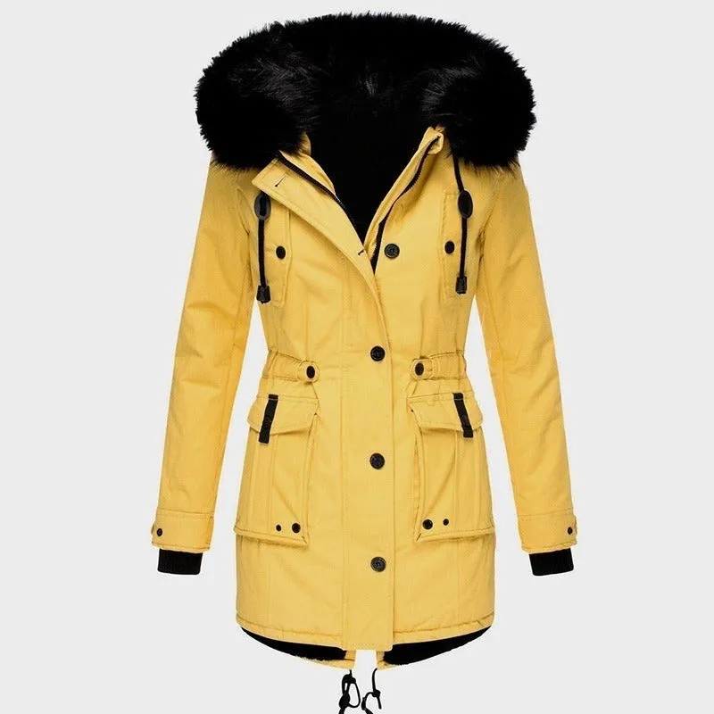 Thickened women's cotton jacket, women's cotton jacket, winter coat, parka jacket, fur collar jacket, winter coat