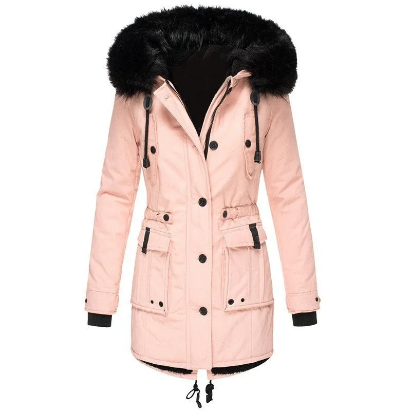 Thickened women's cotton jacket, women's cotton jacket, winter coat, parka jacket, fur collar jacket, winter coat