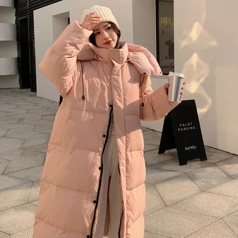 Toleet-Winter Outfits Christmas Black Friday 2023 Winter New Oversize Long Snow Parka Hooded Cotton Padded Puffer Jacket Coat Women Over Knee Thick Warm Windbreaker Outwear