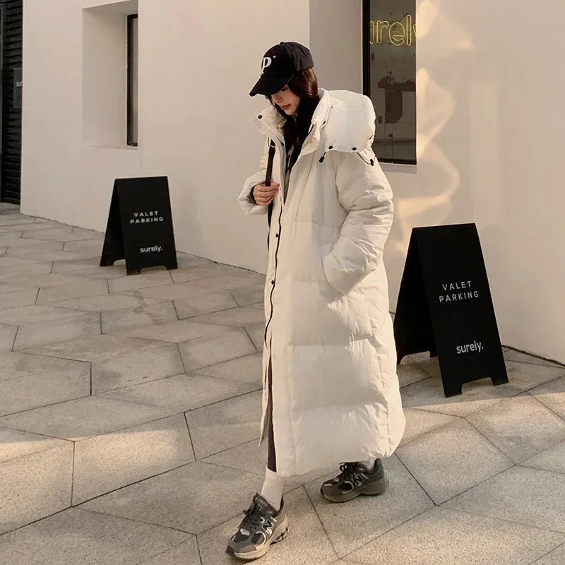 Toleet-Winter Outfits Christmas Black Friday 2023 Winter New Oversize Long Snow Parka Hooded Cotton Padded Puffer Jacket Coat Women Over Knee Thick Warm Windbreaker Outwear