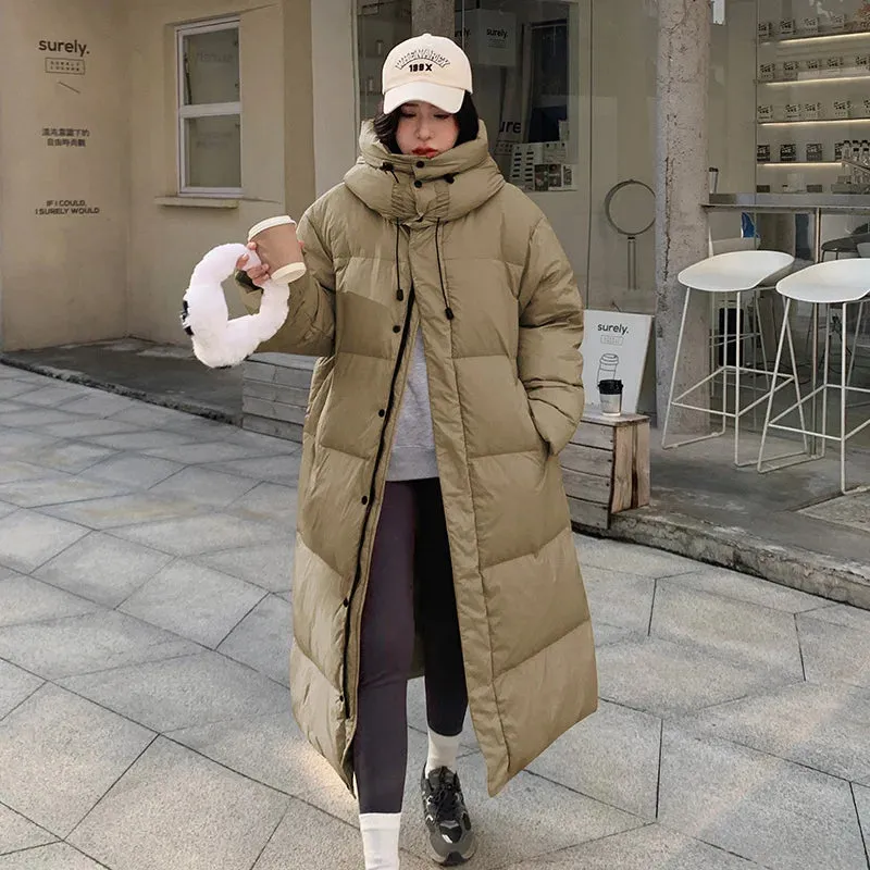 Toleet-Winter Outfits Christmas Black Friday 2023 Winter New Oversize Long Snow Parka Hooded Cotton Padded Puffer Jacket Coat Women Over Knee Thick Warm Windbreaker Outwear