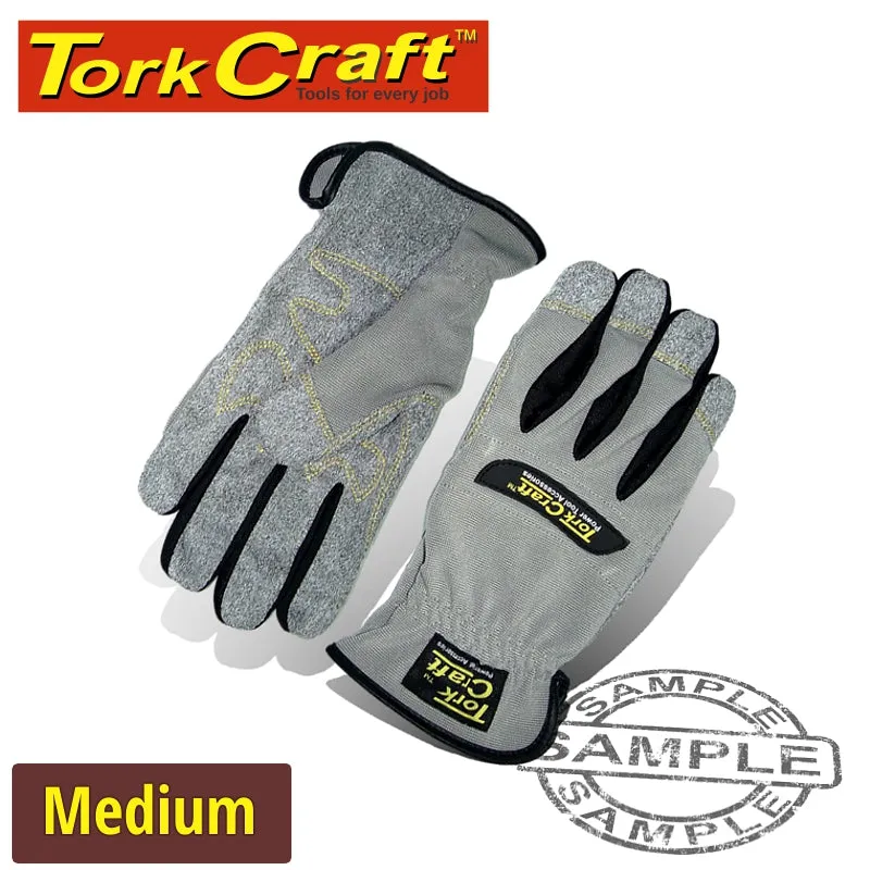 TORK CRAFT MECHANICS GLOVE MEDIUM SYNTHETIC LEATHER PALM SPANDEX BACK GL11