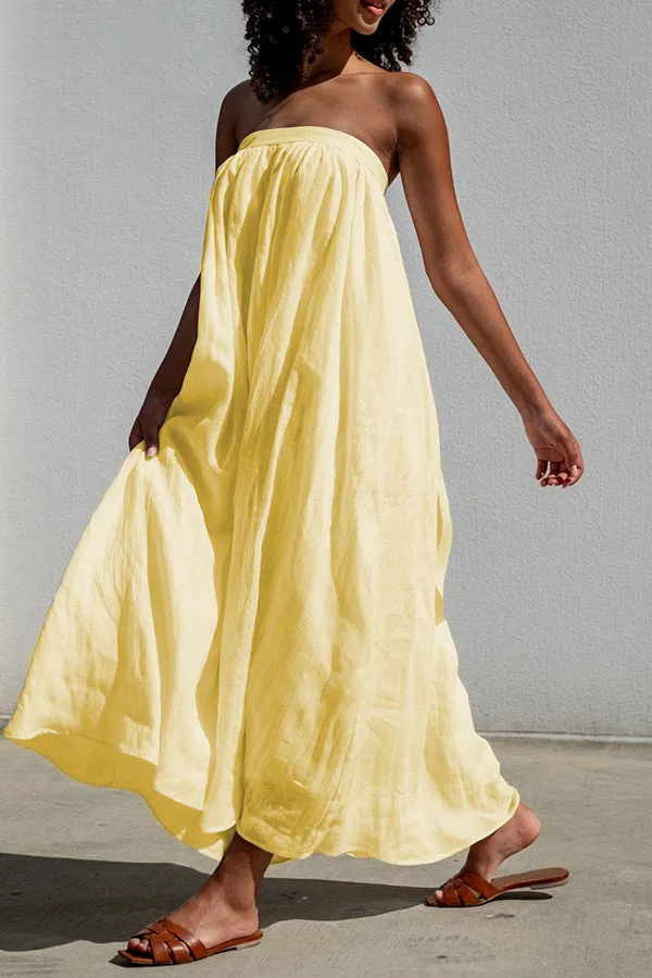 Tube Top Ruffle Hem Maxi Dress