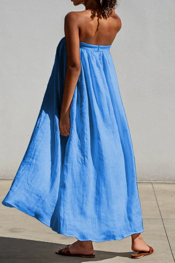 Tube Top Ruffle Hem Maxi Dress