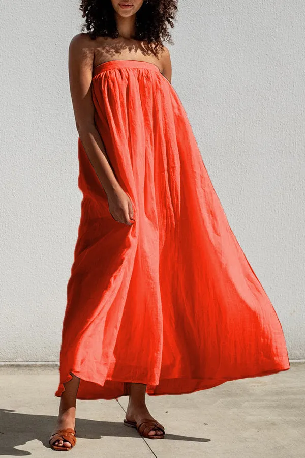 Tube Top Ruffle Hem Maxi Dress