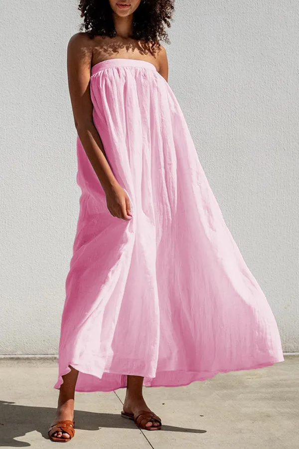 Tube Top Ruffle Hem Maxi Dress