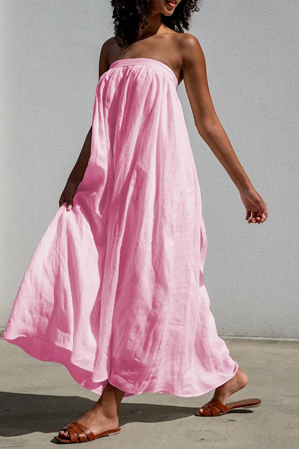 Tube Top Ruffle Hem Maxi Dress